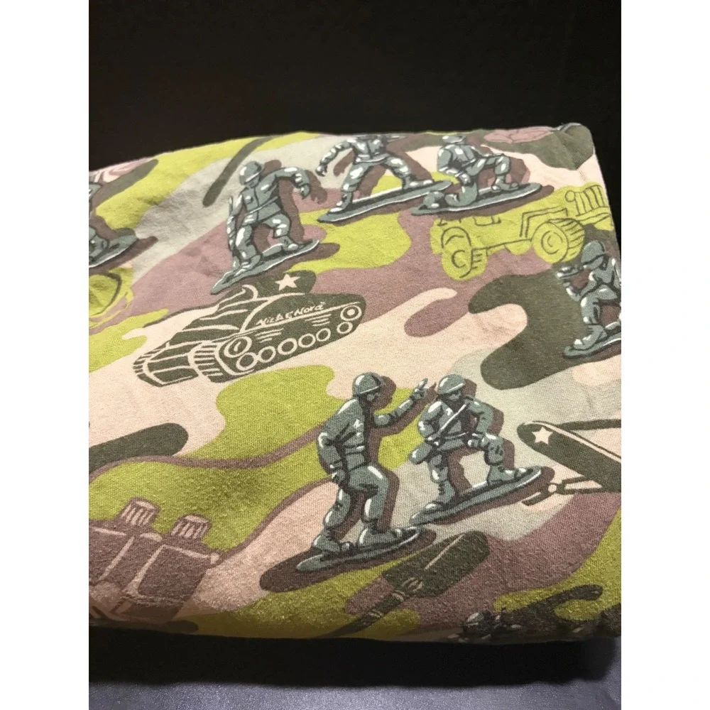 Rare Nick & Nora Queen Green Army Men Toy Soldiers Camo Sheet Set EUC Jersey VTG